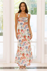 Whimsical Land Halter Maxi Dress Floral