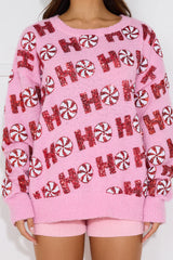 The Nice List Sequin Sweater Pink