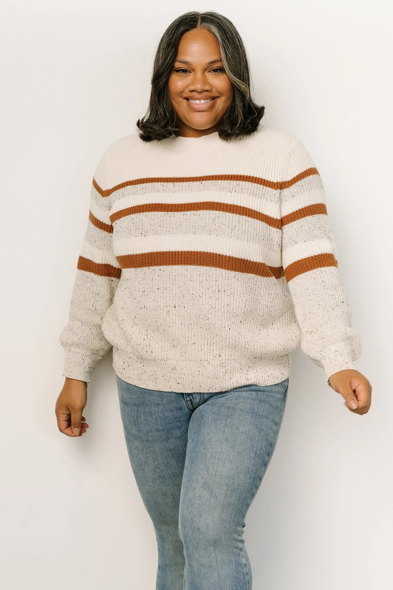 Peyton Striped Sweater | Cream + Camel