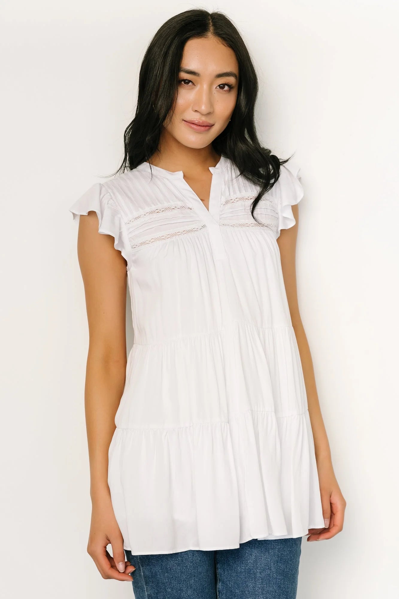 Margaret Tiered Top | White