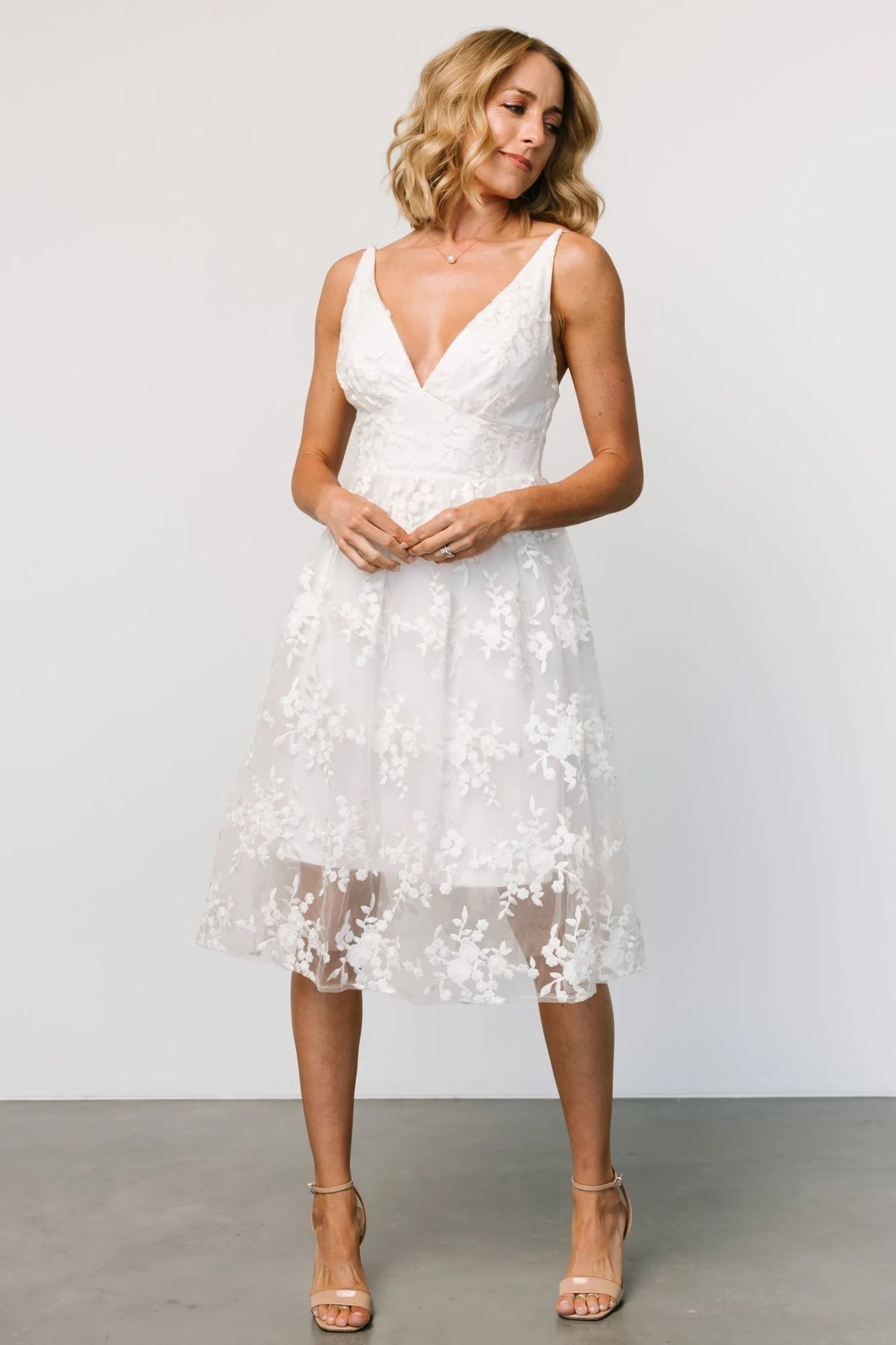 Dante Applique Midi Dress | Off White