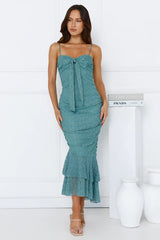 Dainty Design Mesh Midi Dress Green