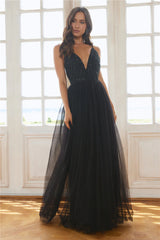 Glistening Moments Tulle Maxi Dress Black