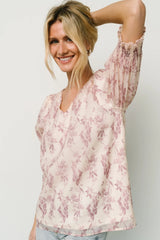 Cordova Top | Beige + Mauve Floral