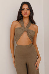 Wrapped In Love Crop Top Khaki
