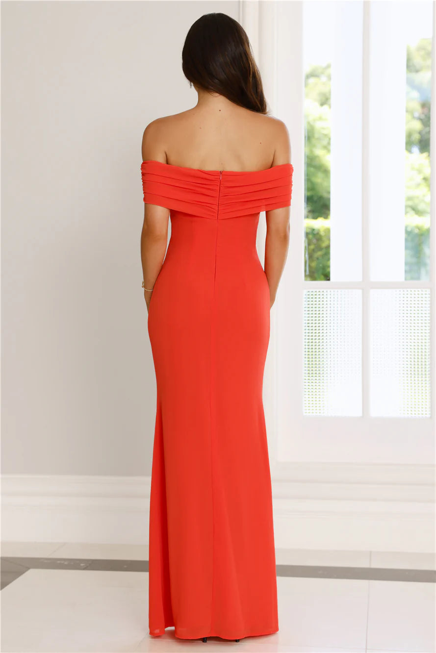 Endless Desire Off Shoulder Maxi Dress Tangerine