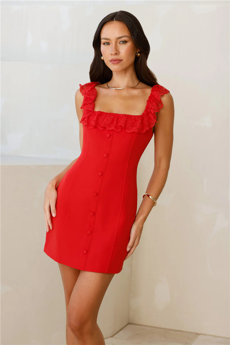 Caviar Rose Mini Dress Red