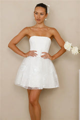 Crowned Aesthetic Strapless Mini Dress White