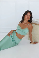 Forest Secrets Satin Crop Top Green