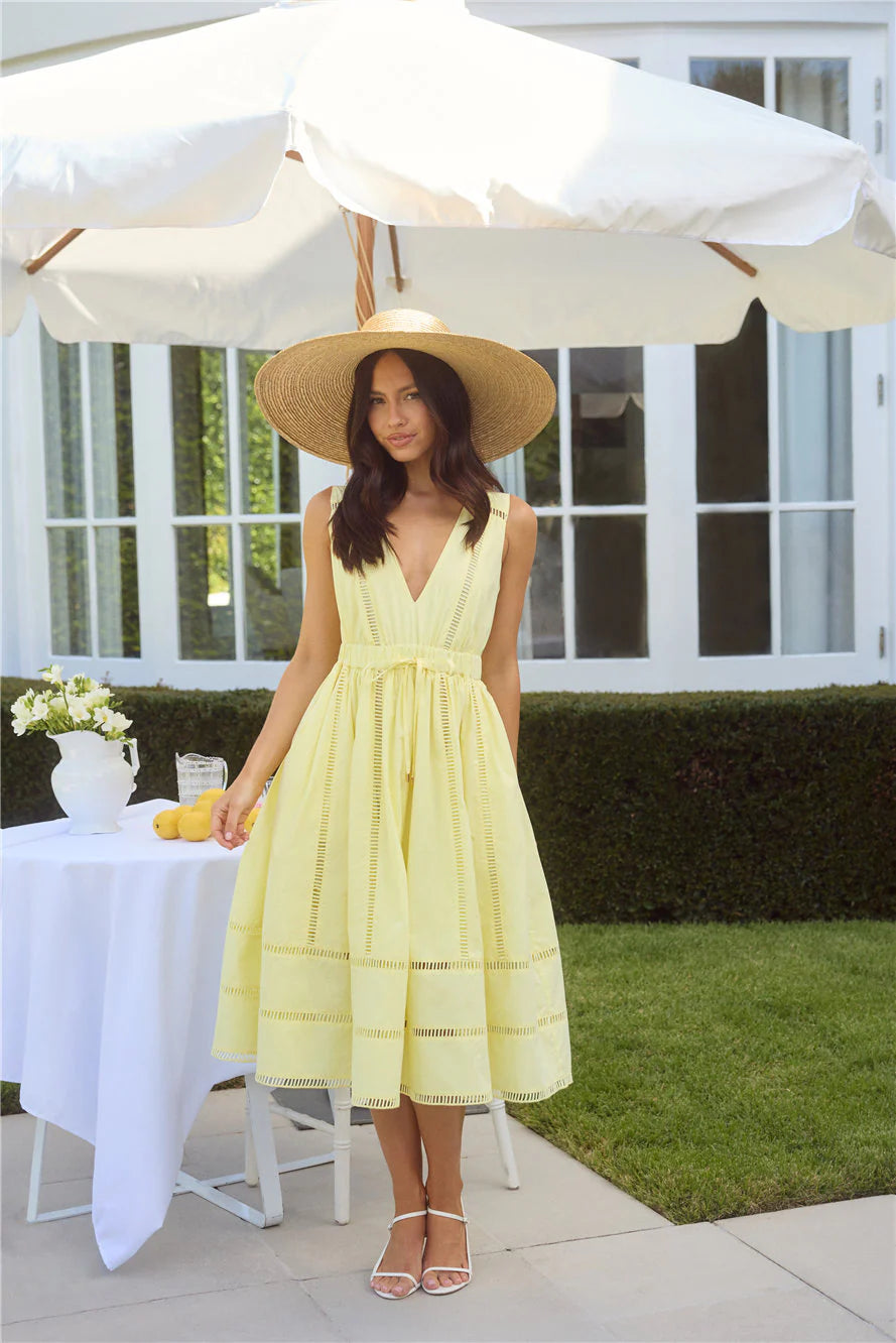 Golden Hour Magic Midi Dress Yellow