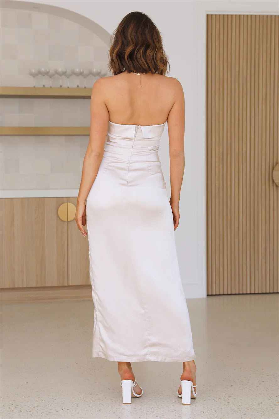 With You Satin Maxi Dress Champagne