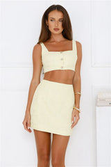 Ultimate Desire Tweed Sequin Crop Top Yellow
