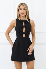 Flirtatious Bow Mini Dress Black
