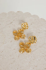 18k Gold Plated Unique Flower Earrings Gold