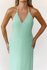 Coastal Euphoria Halter Maxi Dress Green