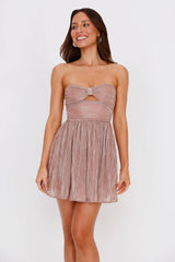 Glimmering Nights Strapless Mini Dress Rose Gold