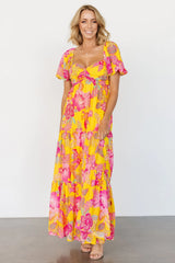 Darla Maxi Dress | Yellow + Pink Floral