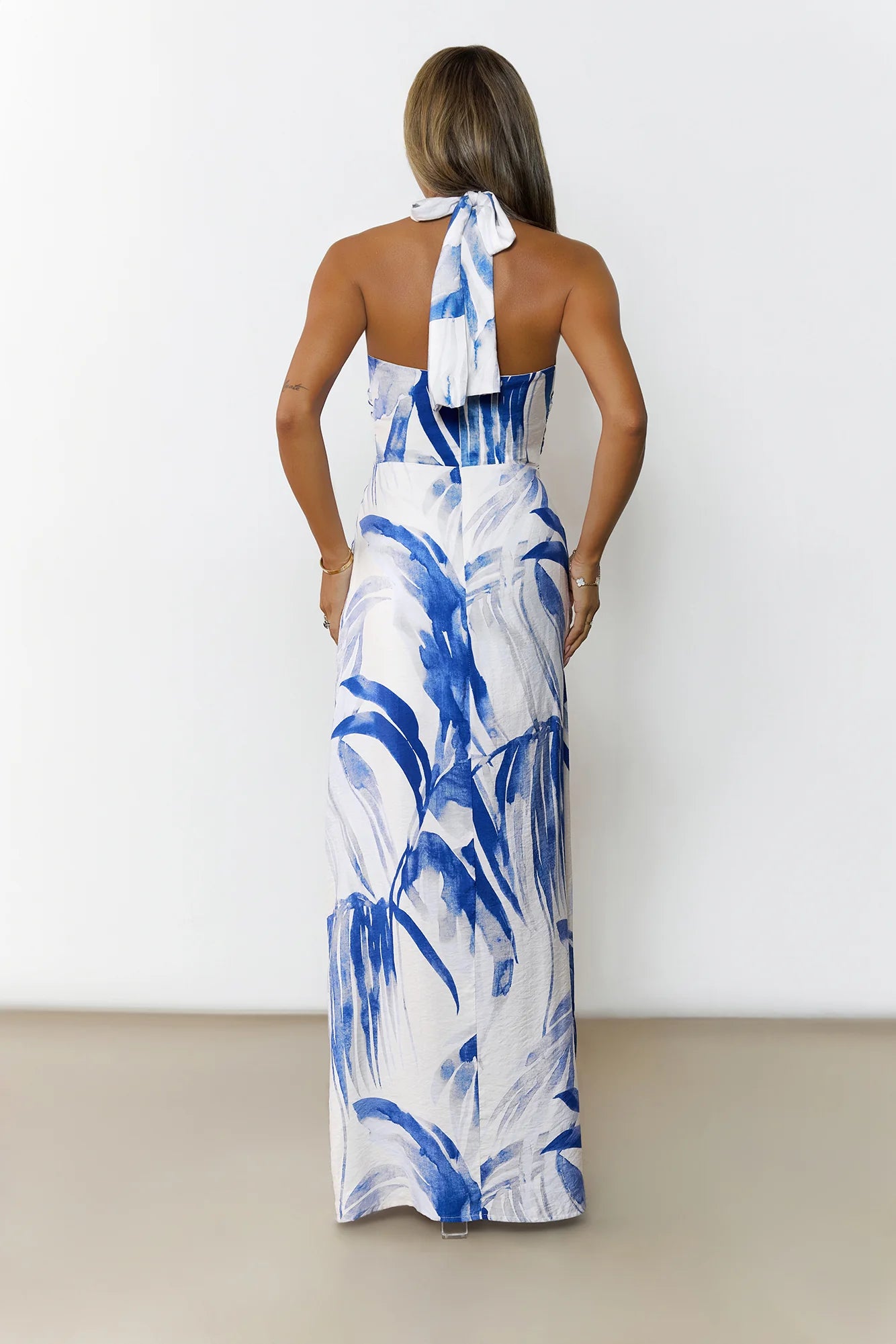 Drift Mirage Halter Maxi Dress Blue