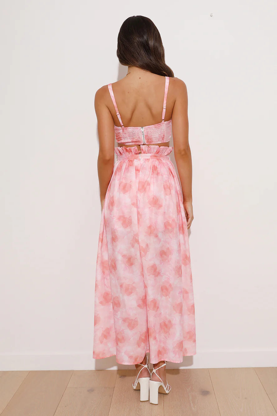 Drinks Flowing Crop Top Pink