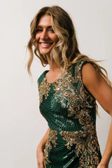 Azura Sequin Gown | Green + Gold
