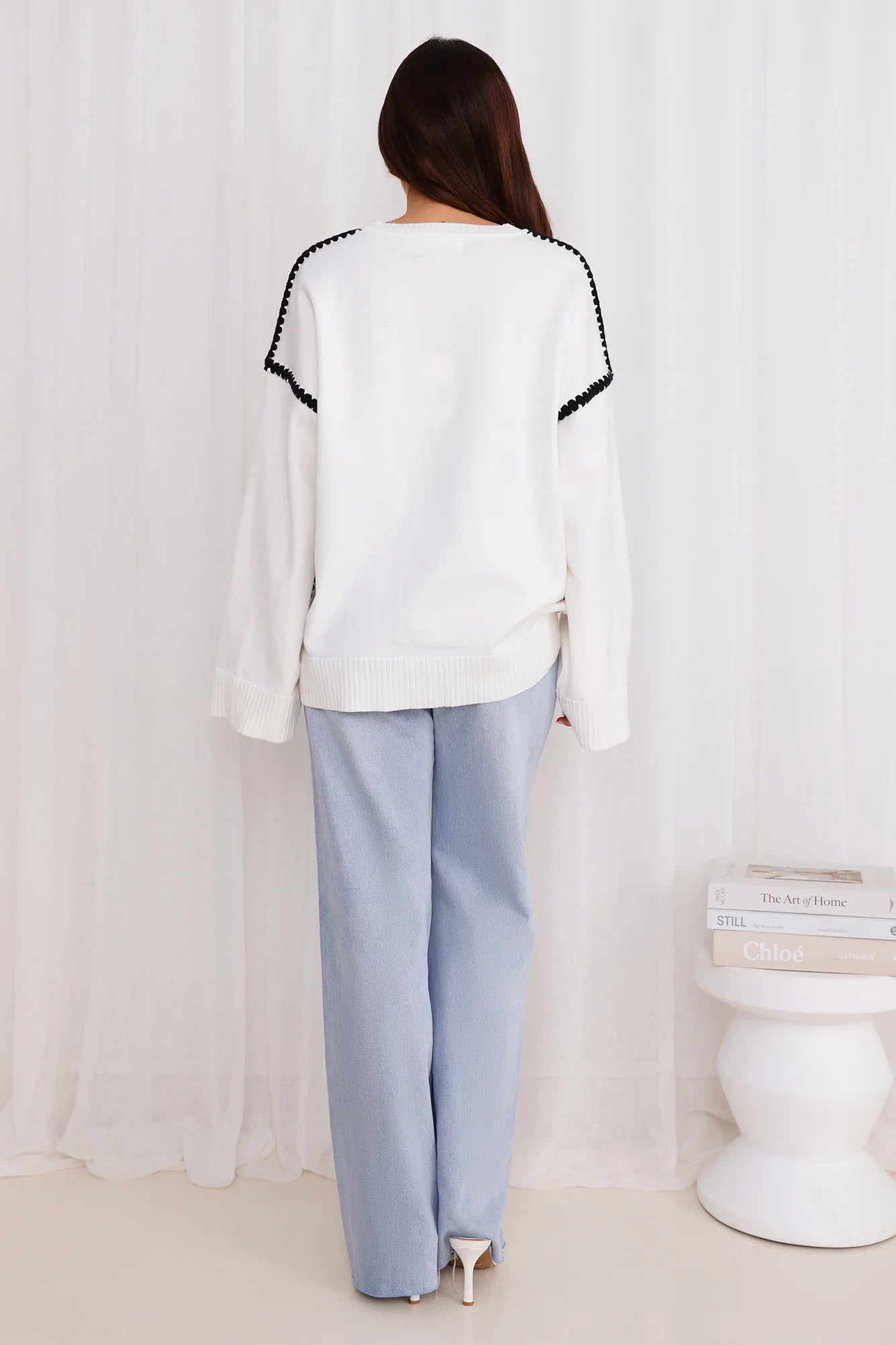 Warm Cottage Knit Sweater White