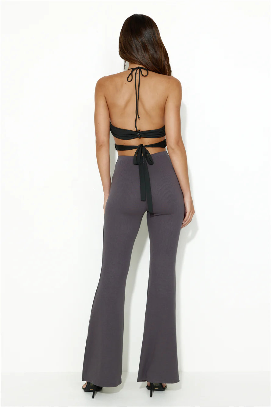 Festival Hours Halter Crop Top Black