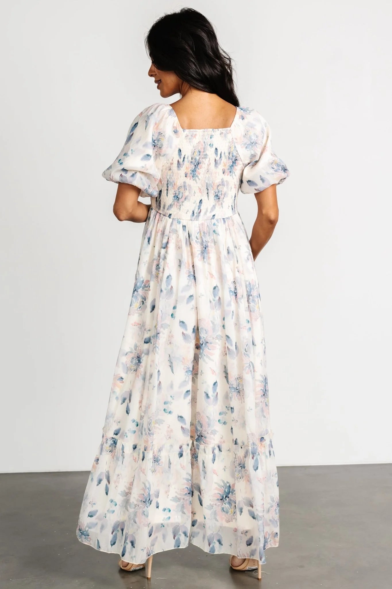 Dalia Maxi Dress | Cream + Blue Floral