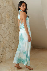 Glitz Show Satin Maxi Dress Blue