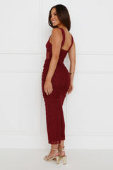 Charmed Evening Mesh Maxi Dress Red