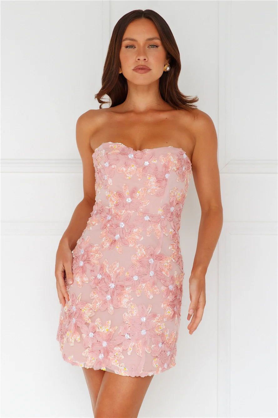 Finding Beauty Strapless Mini Dress Pink