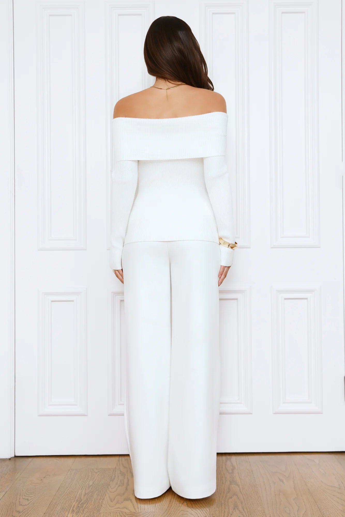 Dreamwave Off Shoulder Knit Top White