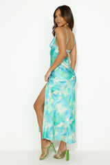 Titles Of You Satin Maxi Dress Green