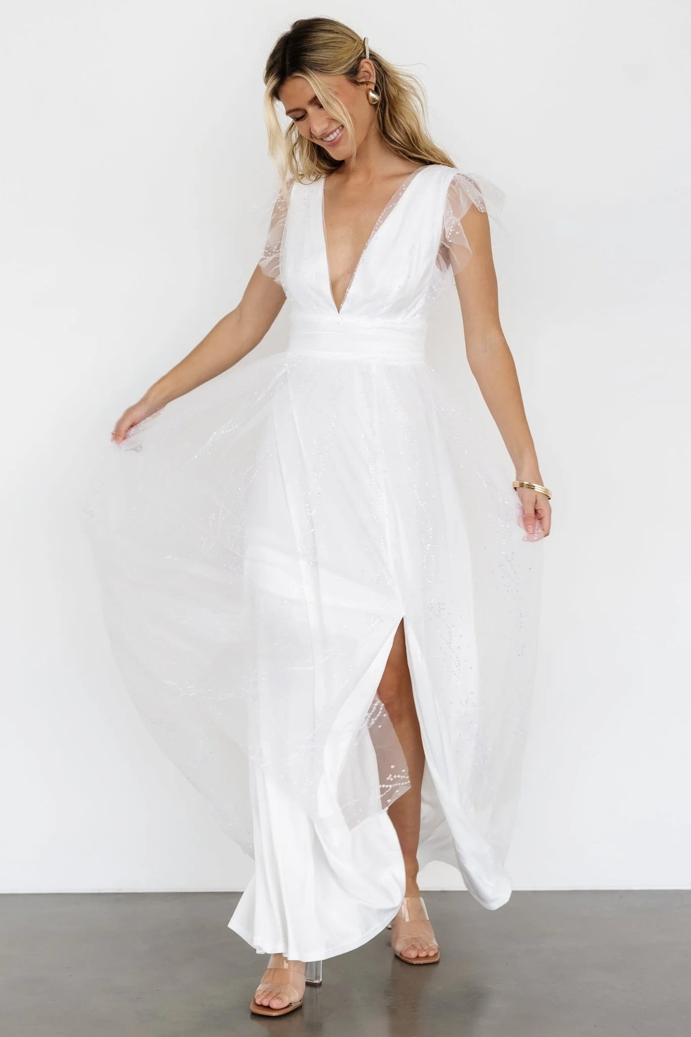 Annika Sequin Mesh Maxi Dress | Off White