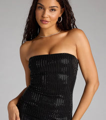 No Flash Needed Rhinestone Tube Mini Dress