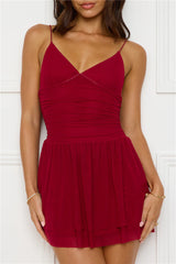 Bow And Arrow Mesh Mini Dress Burgundy