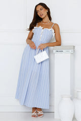 Gaia Gingham Maxi Dress Blue