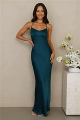 The Samara Satin Maxi Dress Teal