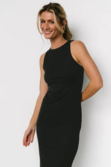 Ashley Ribbed Tank Dress | Black