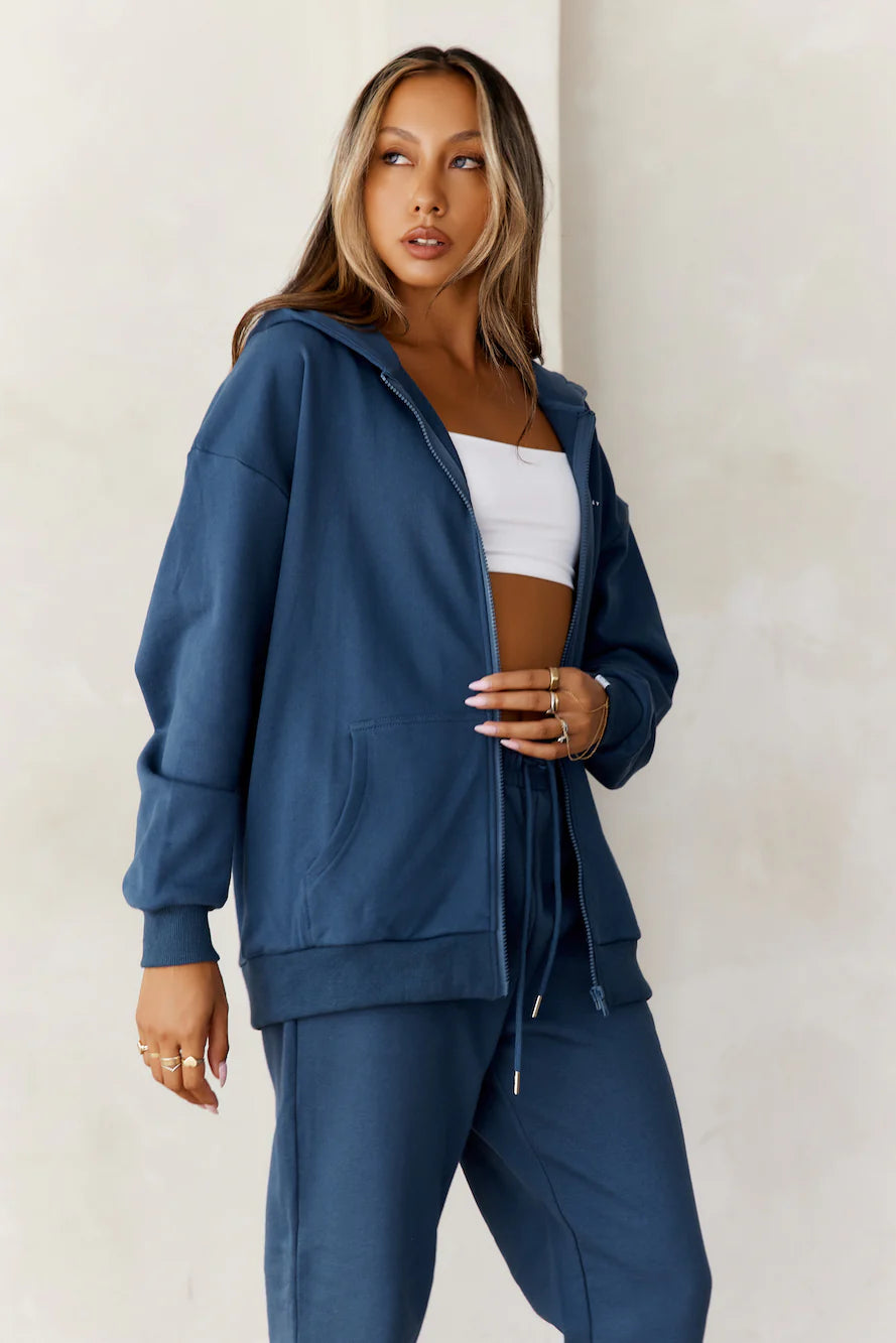 BASE Zip Up Chicago Hoodie Navy