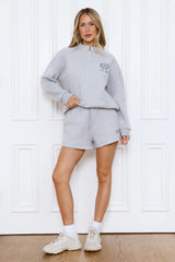 BASE Half Zip Emblem Sweatshirt Grey Marle