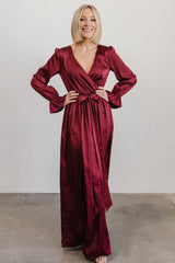 Holly Satin Maxi Dress | Cranberry