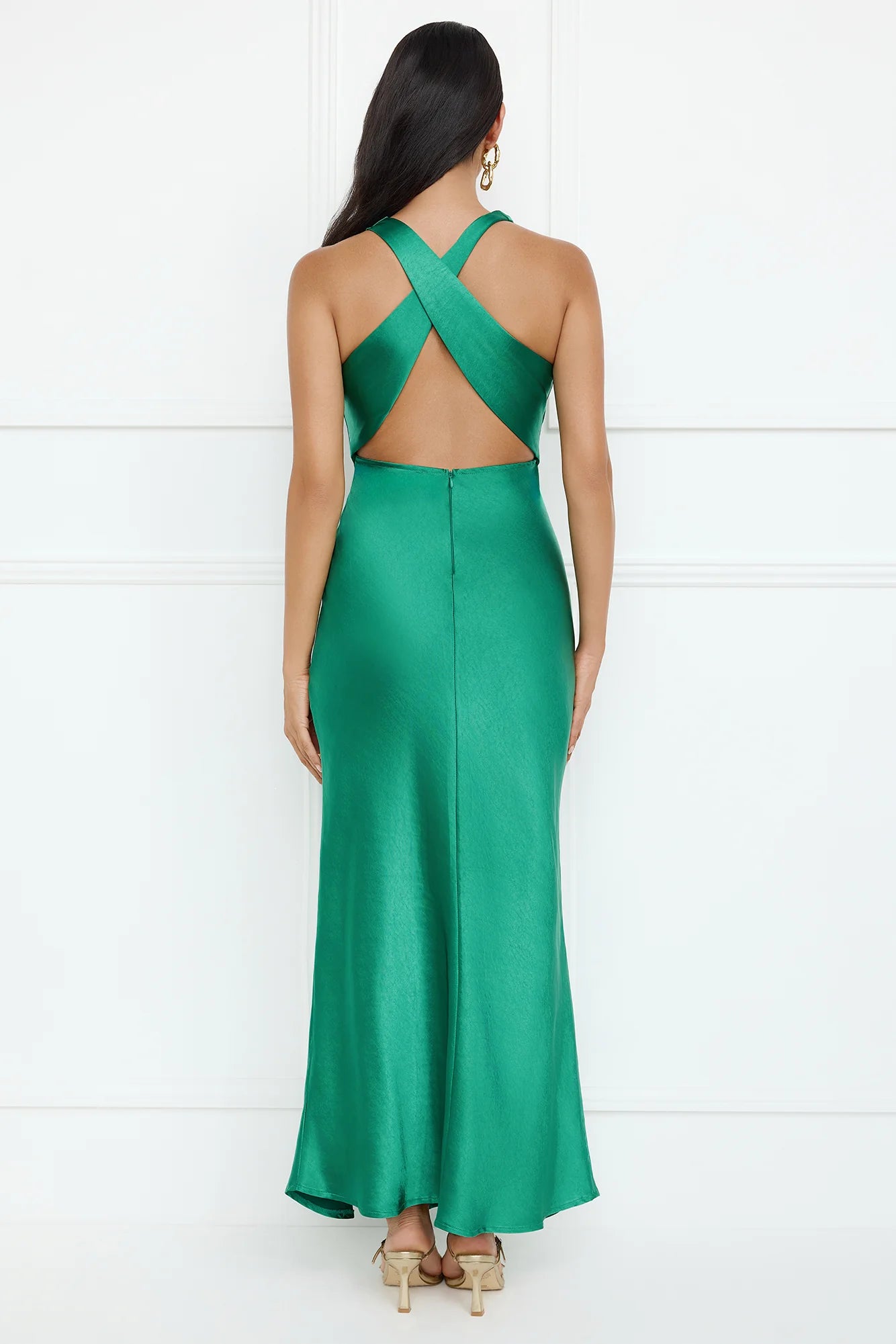 Eden Satin Maxi Dress Green