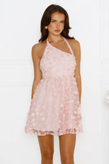 Ethereal Charm Halter Mini Dress Pink