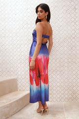 Fabulous Girl Strapless Satin Maxi Dress Blue