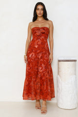 An Indulgence Strapless Maxi Dress Rust