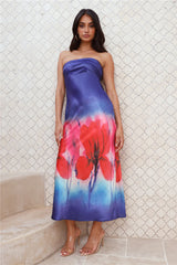 Fabulous Girl Strapless Satin Maxi Dress Blue