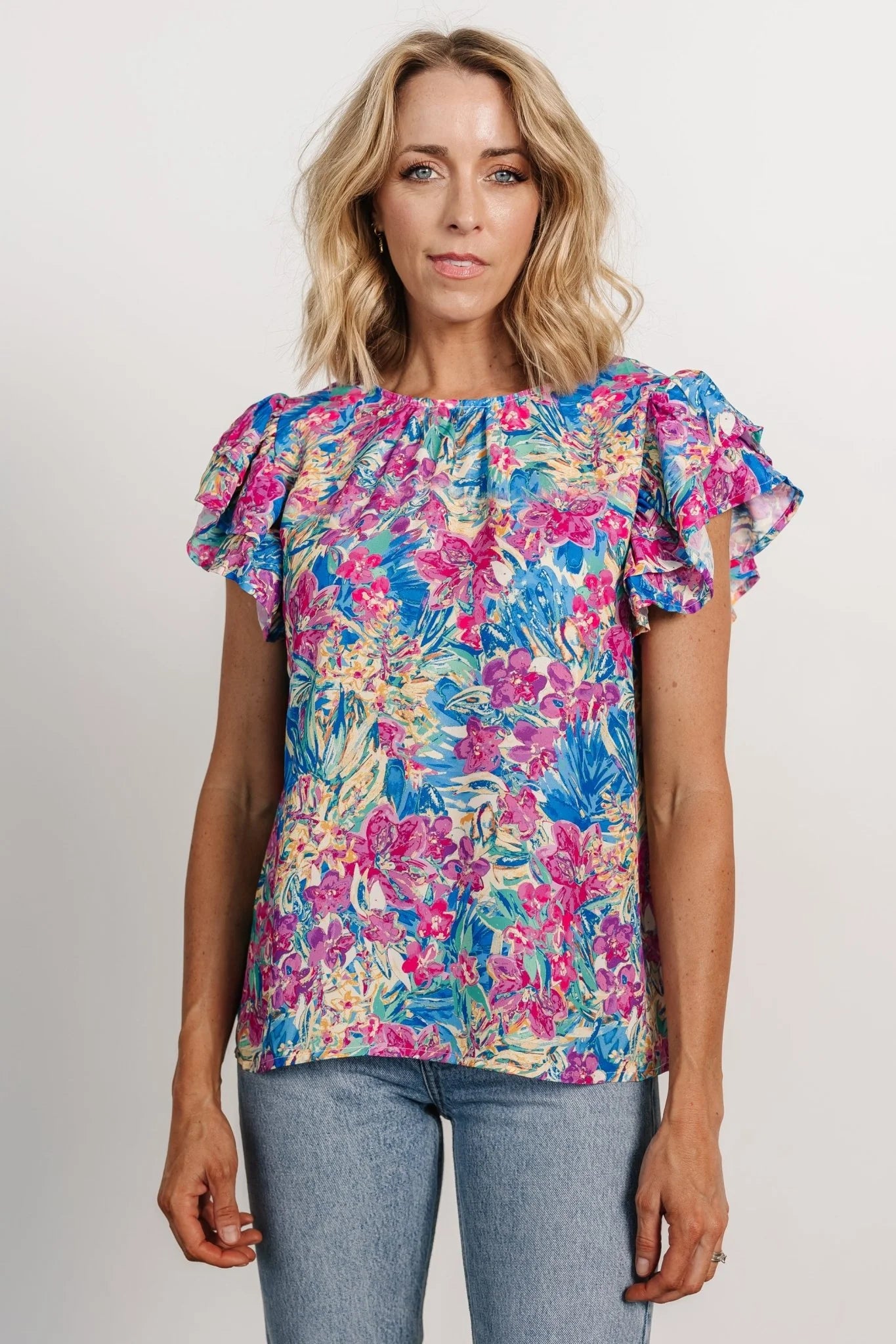 Lakely Top | | Blue + Pink Multi