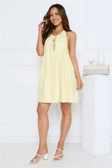Dreamy Kisses Halter Mini Dress Yellow