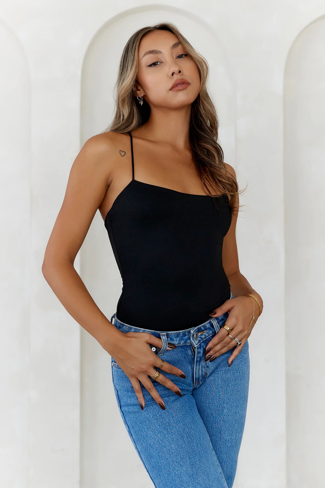 BASE  Day To Night Longline Top Black