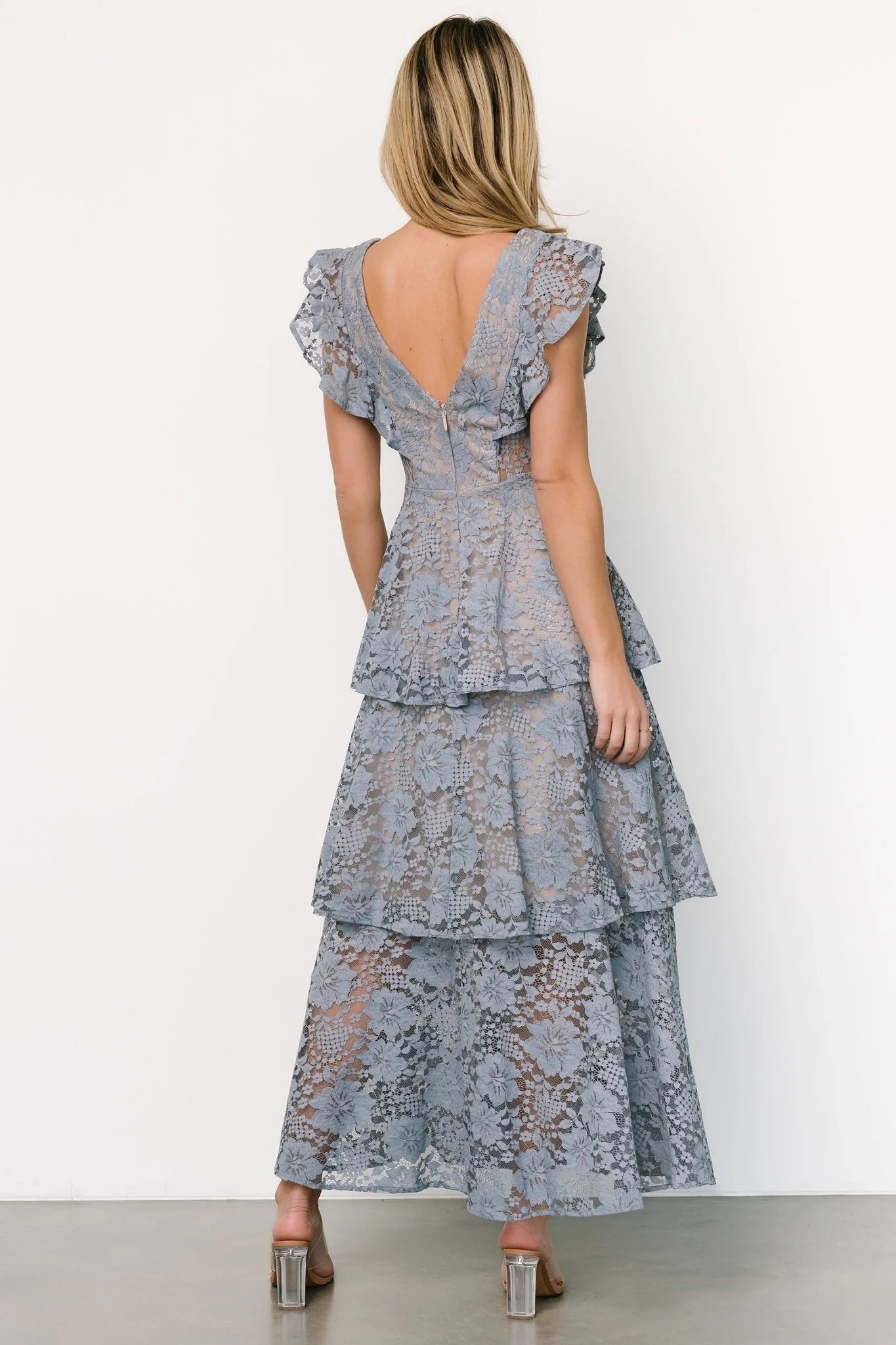 Margot Lace Tiered Maxi Dress | Dusty Slate